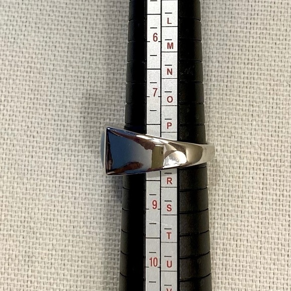 Silver Tone Ring Pale Blue Rectangle - Picture 6 of 6